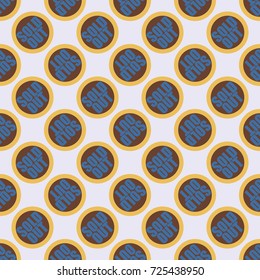 Sold Out seamless pattern with text. Caption inside rounded banner with pop art design and color texture. Sticker on a background.