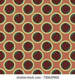 Sold Out seamless pattern with text. Caption inside rounded banner with pop art design and color texture. Sticker on a background.