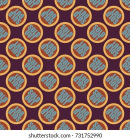 Sold Out seamless pattern with text. Caption inside rounded banner with pop art design and color texture. Sticker on a background.