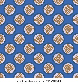 Sold Out seamless pattern with text. Caption inside rounded banner with pop art design and color texture. Sticker on a background.