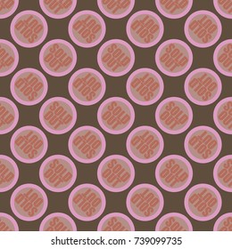 Sold Out seamless pattern with text. Caption inside rounded banner with pop art design and color texture. Sticker on a background.