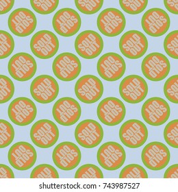 Sold Out seamless pattern with text. Caption inside rounded banner with pop art design and color texture. Sticker on a background.