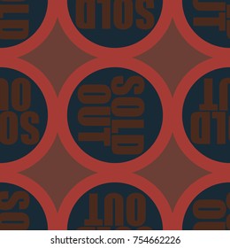 Sold Out seamless pattern with text. Caption inside rounded banner with pop art design and color texture. Sticker on a background.