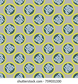 Sold Out seamless pattern with text. Caption inside rounded banner with pop art design and color texture. Sticker on a background.