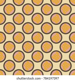 Sold Out seamless pattern with text. Caption inside rounded banner with pop art design and color texture. Sticker on a background.