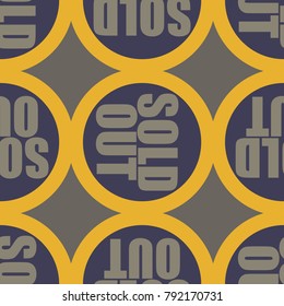 Sold Out seamless pattern with text. Caption inside rounded banner with pop art design and color texture. Sticker on a background.