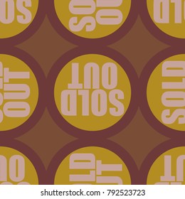 Sold Out seamless pattern with text. Caption inside rounded banner with pop art design and color texture. Sticker on a background.
