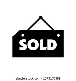 Sold out sign icon in thick outline style. Black and white monochrome vector illustration.