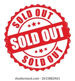 Sold Out Sign Label – Square Grunge Stamp Vector