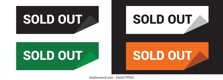 Sold out sign label stamp. sold out red stamp text on Rectangular white and black background.  Vector illustrator modern icon button sold. EPS 10 