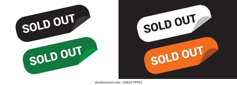 Sold out sign label stamp. sold out red stamp text on Rectangular white and black background.  Vector illustrator modern icon button sold. EPS 10 