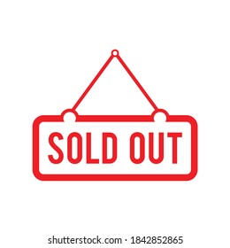 Sold out sign trendy vector icon template. Hanging frame sold out icon sign design.