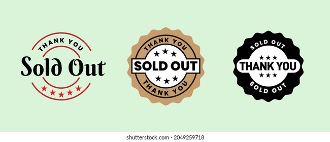 Sold Out Stamp Badge Emblem Logo sale badge template, vector illustration.