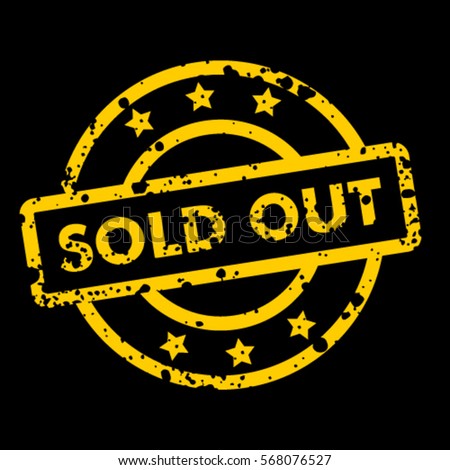Sold out stamp with a black background