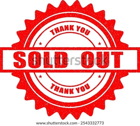 sold out stamp circle with zigzag outline style