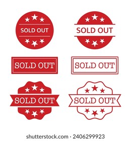 "Sold Out" Stamp Icon Set Vector Design.