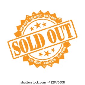 sold out stamp on a white, vector illustration