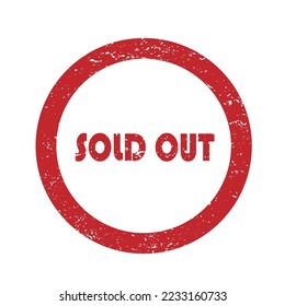 Sold Out Stamp. Red Text Rubber Stamp Ink - Vector.