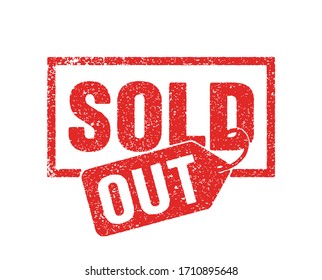 Sold out stamp in rough and grunge decoration - isolated notice for website or shop