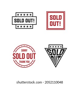 Sold Out Stamp Set Vector Template, Latest Stamp Style, Red and Black Color.