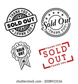 Sold out stamp vector on white background, stamps for sale. Sold out trail. Cap sold red.