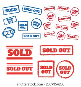Sold out stamps grunge texture. Colored sold out grunge stamp