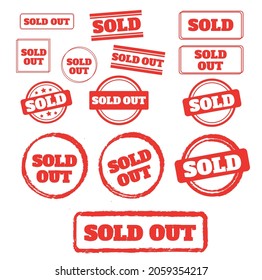Sold out stamps. Sale banner. Sticker or discount label, promotion poster. badge template
