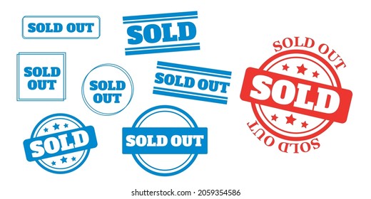 Sold out stamps. Sale banner. Sticker or discount label, promotion poster. badge template