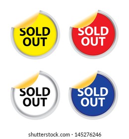 Sold out stickers and labels. Vector illustration