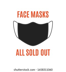 Sold Out, Out of Stock, N95 Medical Protection Mask, Respiratory Mask, Safety Face Mask, Hospital Breathing Mask, Virus, Icon Vector Illustration Background