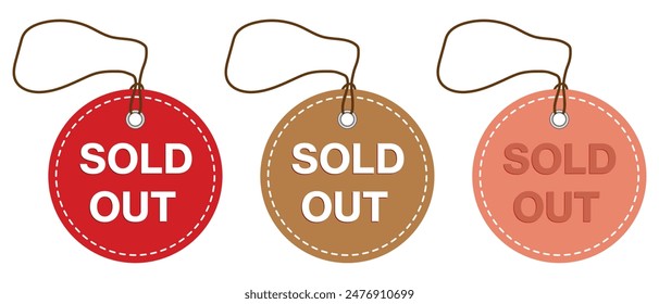 Sold out tag, sticker, label, sign stamp. Sold out colorful stamp text on white background. Sold out tag button and label design. Set of colorful stickers, price and offer tag. 