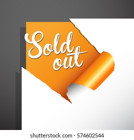 'Sold out' text uncovered from teared paper corner.