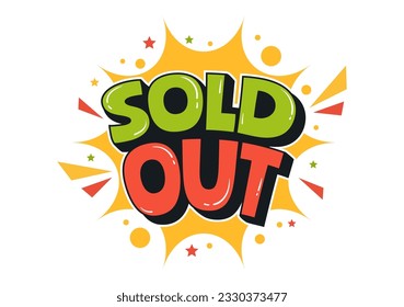 Sold Out Vector Illustration with Shopping Message or Special Offer  that Indicates the Product is Sold in Cartoon Hand Drawn Background Templates