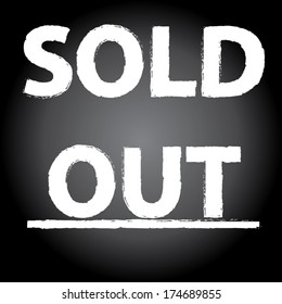 sold out words on chalkboard design. vector illustration.