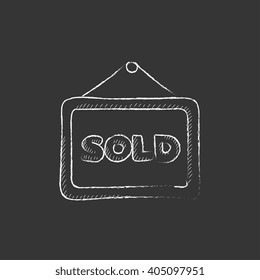 Sold placard. Drawn in chalk icon.