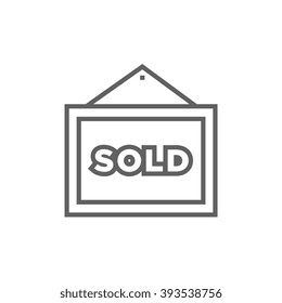 Icono de línea de rótulo de venta.