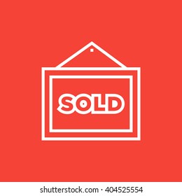 Sold placard line icon.