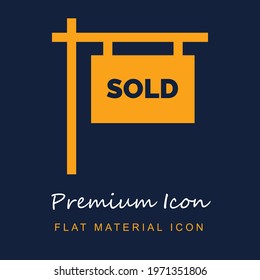 Sold premium material ui ux isolated vector icon in navy blue and orange colors