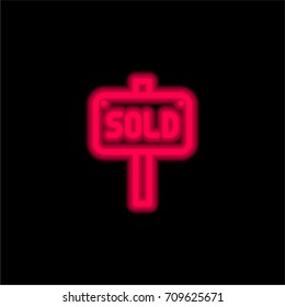 Sold red glowing neon ui ux icon. Glowing sign logo vector