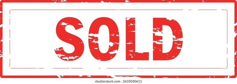 VENDIDO - Sello de goma rojo con texto VENDIDO