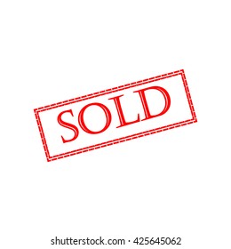 SOLD red rubber stamp vector over a white background, Sold grunge retro isolated stamp
