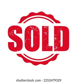 Sold Red Seal Vector Isolated on White Background