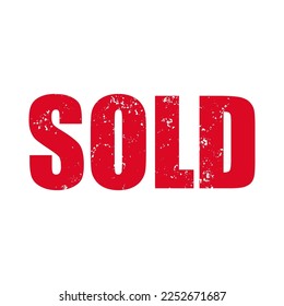 Sold Red Seal Vector Isolated on White Background