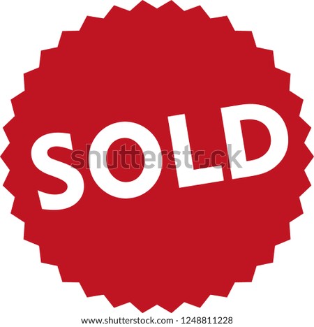 Sold Red Sticker Circle Vector image illustation Zigzag Red Label