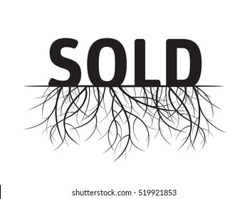 Sold and Roots. Black Vector Illustration.