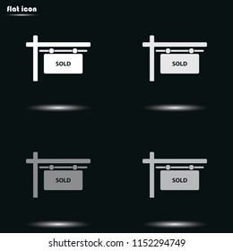 Sold sign flat grayscale vector icon.