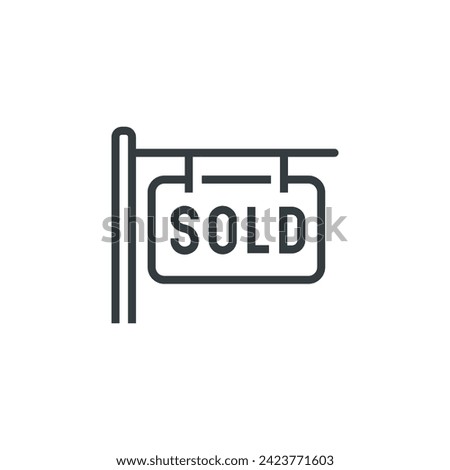 Sold sign house home real estate icon, vector illustration