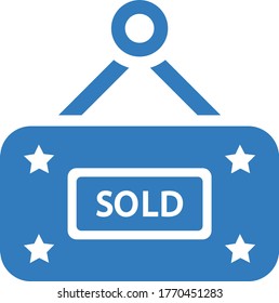 Sold sign icon / blue vector graphics
