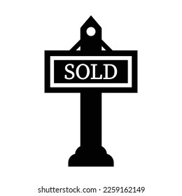 Sold Sign Icon auf Flachstil