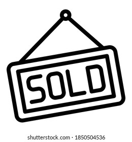 Icono de signo de venta. Icono de vector de signo de contorno vendido para diseño web aislado en fondo blanco